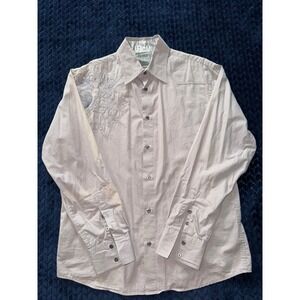 ROAR Mens Short Western Button‎ Up Embroidered Signature Size Large